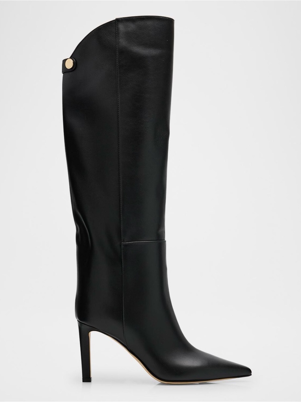 NWT Jimmy Choo Alizze 85 Knee-High Boots Black Leather 37.5 / 7.5 - SO COMFY!